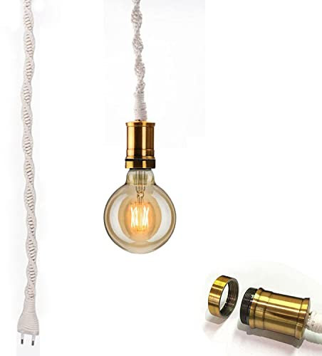 Puhui Suspension avec interrupteur et prise, rustique lampes suspendues, lampes pour chambre à coucher, salle à manger et appliques murales, accessoires de luminaires, douille E27