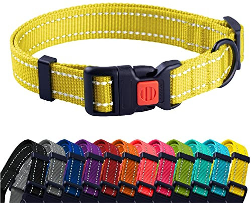 CollarDirect Reflektierendes Hundehalsband für kleinen, mittelgroßen, großen Hund, Welpen mit Schnellverschluss, Hündin, Rüde, 48 Sorten, Nylon Wasserfest