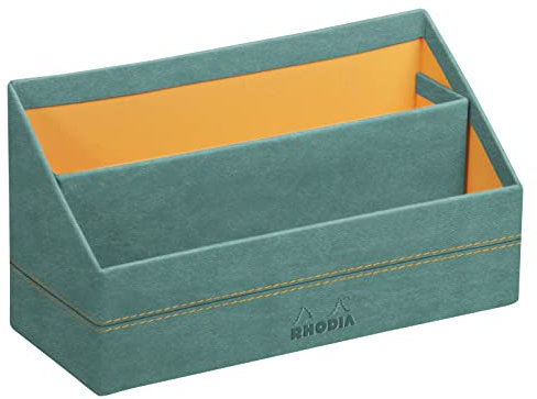 Rhodia 194611C - Briefablage 25x10x14cm, aus Kunstleder, elegant und praktisch, 1 Stück, Seegrün