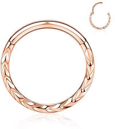16G Septum Daith Piercing Jewelry Septum Nose Daith Ring Septum Daith Jewelry Septum Hoop Septum Daith Piercings Septum Daith Clicker Stainless Steel 10mm Cartilage Daith Helix Earrings Rose Gold