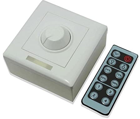 Etomvoop PWM LED Dimmer, 12V 96W 24V 192W 8A LED Dimmer IR Controller with 12 Button Wireless Remote Control LED Strip