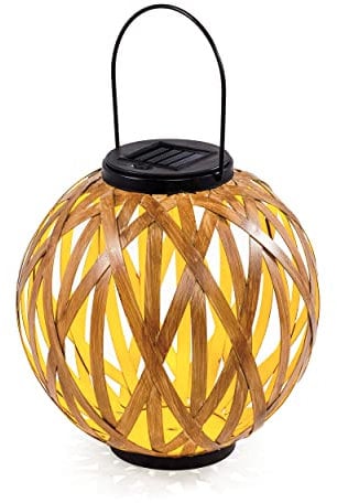 Esotec Solar Metall Lichtkugel Sandra, 21cm, zum Stellen oder als Hängeleuchte, Rattan Optik, Solarkugel, LED-Solarleuchte, Kugelleuchte, Solarleuchte Außenbereich, wetterfest, außen, outdoor, 102848