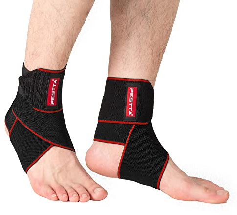 PESTTA Sprunggelenkbandage, Einstellbares Fußbandage, Flexible knöchelbandage, Ultradünn Fußgelenkbandage, Komfortabel fußgelenk bandage, Rechte und Linke Fußgelenk, Damen und Herren(Rot 2 Stück)