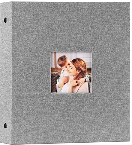 Lanpn Photo Album 11x14, Linen Hard Cover Acid Free Slip Slide in Photo Albums Sleeves Holds 100 Top Load Vertical Only 11x14 Pictures (Grey)