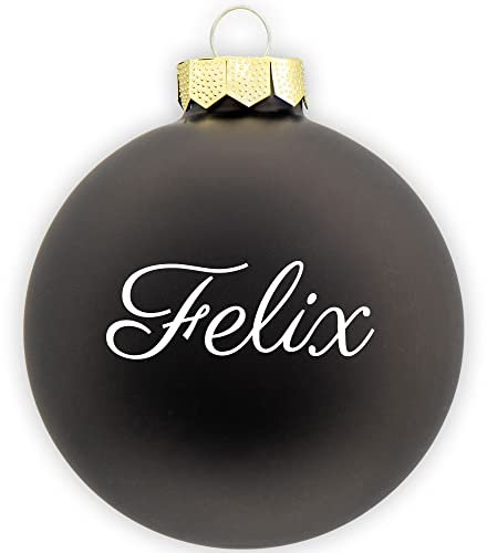 Coverlounge Christbaumkugel personaliert aus Glas | Weihnachtskugel mit Name| Ø 6cm oder 8cm in Schwarz (Matt) | 20 Verschiedene Schriften