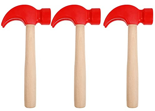 TOYANDONA 3 Stücke Kinder Hammer Spielzeug Mini Holz Hämmer Kinder Rote Hämmer Hammer Spielzeug Simulierte Holz Hämmer Naturholz Hammer Kinder Kleine Hammer Spielzeug Hämmer Spielzeug für