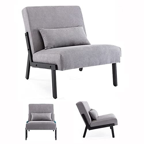 Mingone Sessel Lounge Modern Einzelsessel mit Rückenlehne Loungesessel Design Cocktailsessel Relax Sessel mit Kissen Bequemer Polstersessel für Wohnzimmer Schlafzimmer Balkon, Grau