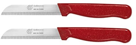 GGS Solingen Knife, Red Set of 2 Vegetable Knife Set, Fruit Knife, Tomato Knife, Steak Knives, Serrated, Dishwasher Safe, German Stainless Steel, Chef Kitchen Knife Set (Red Set of 2)