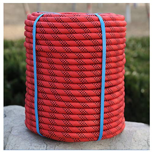 Samnuerly Kletterseil Rot 10 mm/12 mm/14 mm/16 mm Outdoor-Kletterseil, Bergabenteuer-Abseilseil, hochfestes, lebensrettendes elektrostatisches Seil, Bergsteiger-Abenteuerseil, Camping-Rettung