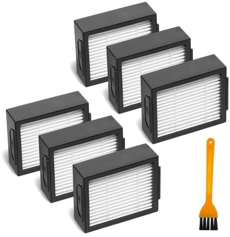 MYAYD Filtro de aspiradora robot, paquete de 6 filtros HEPA + 1 cepillo de limpieza, compatible con Roomba i6/i6+/i3/i3+/i4/i4+/i7/i7+/i8/i8+/j7/j7+/E5/E6 Series Robot Partes de repuesto