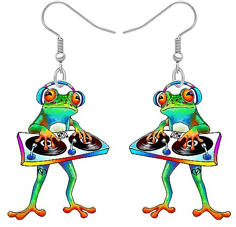 NEWEI Süß Acryl Frosch Ohrringe Hängend Tropfen Für Damen Mädchen Kinder Tier Ornamente Schmuck Deko Charme Geschenk