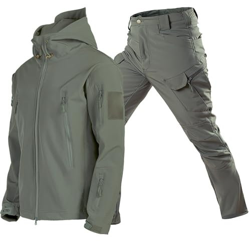 Regenanzug Herren Wasserdicht Atmungsaktiv - Sportanzug Große Größen Fahrrad-Anzug Wasserabweisend Zweiteilig Set Langarm Regenjacke & High Taille Regenhose Komplett Trouser-Set