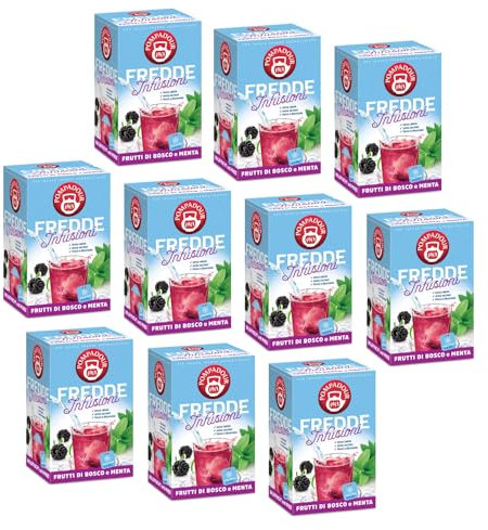 Pompadour® | Tisana a Freddo per Infusione | Frutti di Bosco con Menta | Tisana in Acqua Fredda - 10 x 18 Filtri (450 Gr) | Infuso a Freddo