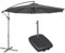 Dellonda Ø3m Banana Parasol/Umbrella, Cover and Base Bundle, 8 Rib, Crank Handle, Grey Canopy - DG270