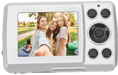 Camera Digitale, 1080P 16Mp Fotocamera per Vlogging Ccd con Messa A Fuoco Automatica, Punta E Scatta, con Schermo 2,4 Pollici per Viaggi, Zoom 16X Fotocamera Compatta per Ragazzi