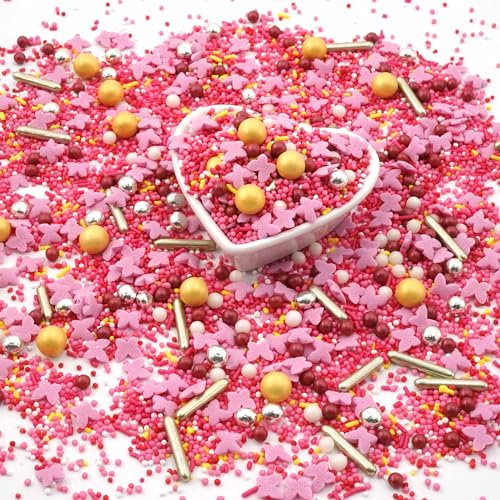 STREUSEL GLÜCK Butterfly Heaven Schmetterlinge rot rosa gelb gold 40g Zuckerstreusel Sprinkles Streusel Tortendeko Geburtstag Kindergeburtstag Verzierung von Plätzchen Torte Kuchen Cupcakes Muffins