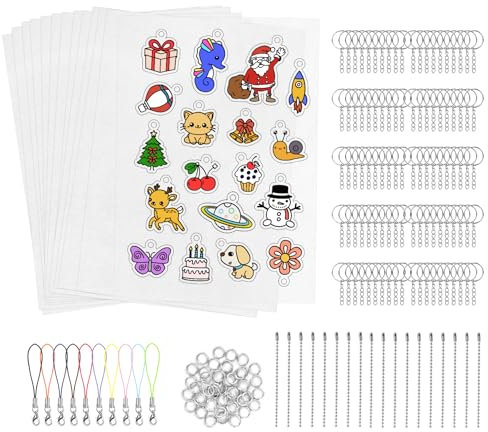 Sweelov 248 Stück Schrumpffolie Set, A4 Schrumpfende Plastikfolie transparent Deko Folie für Handwerk