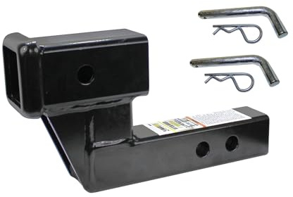 MaxxHaul 50908 Anhängerkupplungserhöhung für 5,1 cm Empfänger mit 10,2 cm Rise & Drop mit massivem Schaft, mit 2 Stück Kupplungsstiften
