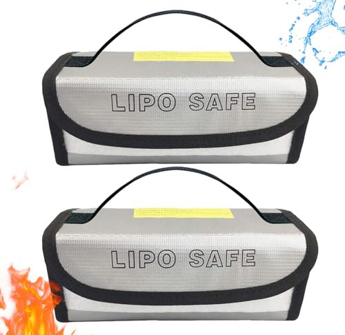 IANDAIROK 2 Stück 185 x 75 x 60 mm Akku-sichere Tasche, feuerfeste Ladetasche für RC Lipo Akkus, Aufbewahrung, Laden, Transport, Zuhause, Büro, Reisen, Lipo sichere Aufbewahrungstasche, 185*75*60