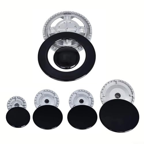 Oven Cooker Hob Gas Burner Crown & Flame Cap Kit, Cooktop Burners Metal Gas Oven Stove Cap Kit for Sabaf Stoves Crown Flame Cover Replacement Part(Flat)
