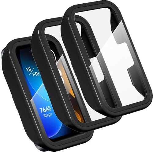 Diruite 3 Piezas para Huawei Band 9/Band 8 Funda Protectora Protector Pantalla Cristal Templado Incorporado,HD Ultradelgado PC Dura Carcasa Protector para Huawei Band 9/Band 9 Case