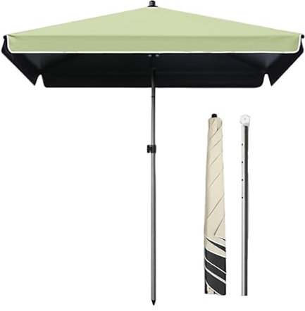 Petit parasol de jardin carré 170 × 137 cm, parasol de plage, réglable en hauteur, imperméable, protection UV50+, pare-soleil portable avec housse(Green)