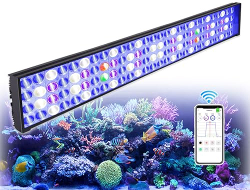 PopBloom Hertz75 WiFi intelligente App-Steuerung aquarium beleuchtung meerwasser led Reef Lampe Aquarium Beleuchtung Led für 90cm 36inch 3ft Korallenaquarium (90W, für 90-110cm)