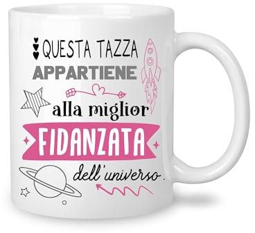 Yufansd Mug Tazza Fidanzata - aIla Miglior Fidanzata dell'Universo - Regali per Fidanzata Originale Regali Fidanzata per Donne Compleanno San Valentino Natale Regalo Ceramica 350 ML (Fidanzata)