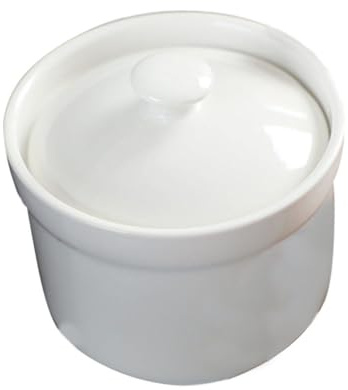 LABRIMP Keramik Schmortopf 240ml mit Deckel für Suppe und Dämpfen | Weißes Keramikgeschirr, 1 Stück, 240ml Fassungsvermögen, für Küche und Restaurantgebrauch
