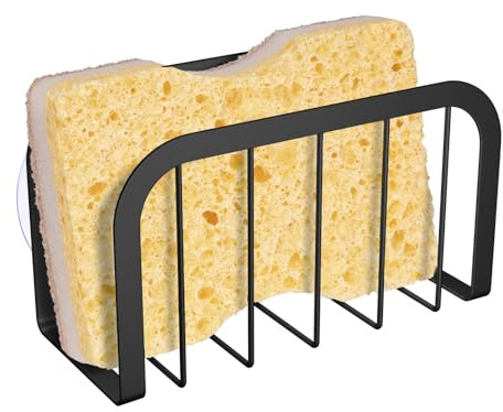 Sponge Holder for Kitchen Sink with Suction Cups, Kitchen Sponge Holder,Kitchen Sink Caddy(Black)