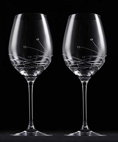 mydielkaren Crystal Rotweingläser, handgeschliffen, dekoriert, Feuer, 470 ml, 2 Stück