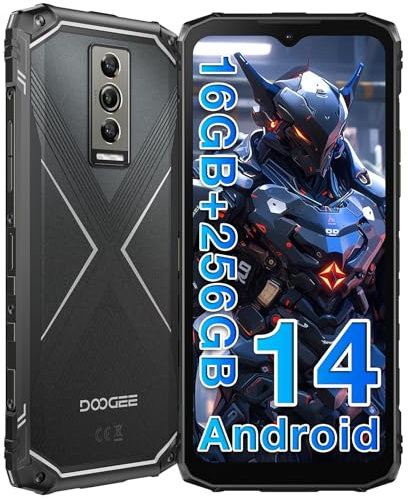 DOOGEE Rugged Smartphone Blade10 Pro, 16GB + 256GB/2TB TF, 10.7mm Ultra-thin Rugged Phone Android 14, 6.56’’ 90Hz IPS Screen, 50MP+8MP AI Camera, 4G Dual SIM Mobile Phone Unlocked, OTG/NFC/GPS