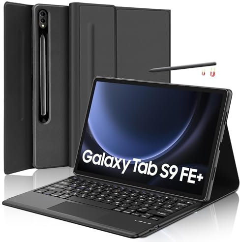 SENGBIRCH Tastaturhülle für Samsung Galaxy Tab S10 Plus/S9 FE+ 12.4'' - QWERTZ Deutsche Touchpad Tastatur Abnehmbare Bluetooth Wireless Tastatur für Galaxy Tab S9 Plus 12.4'' 2023, Schwarz