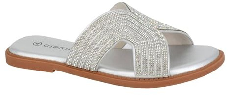 Cipriata L655FS-4 Womens Mule Sandal Silver size 4