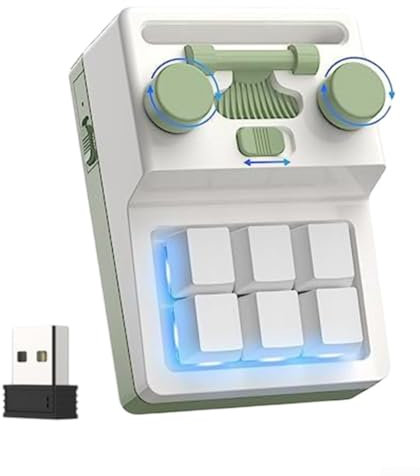 SPORTARC Ergonomic Compact Macro Gaming Keyboard featuring Six Keys, Dual Knobs, and Vibrant RGB Lighting (Green)