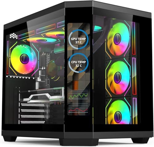 ionz Gaming PC - Desktop Computer | Intel i5-12400F | Nvidia RTX 4060 | 16GB RGB RAM | 1TB NVMe SSD - 240mm AIO | 500W 80+ PSU - WIFI | Windows 11 | (Apex Vision, Black)