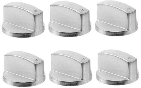COLLBATH 6stücke Zinklegierung Gasherd Runder Knopf Gebürstetes Metall Für Gasherde Lochdurchmesser Ersatz Herdknopf