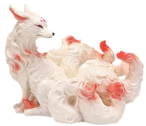 Hbbgdiy Harz neunschwänze Fuchsstatue, Elegante Garten- und Wohnkultur-Figur, mystische Fuchs Symbolik Geschenk für Außenhof & Terrasse