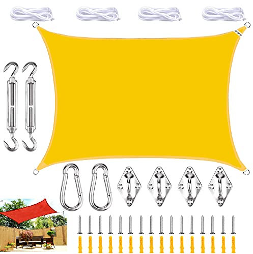 Grande tenda parasole impermeabile per giardino, patio, rettangolare, tenda parasole per esterni, con kit di fissaggio, blocco UV al 98%, vela ombreggiante da spiaggia