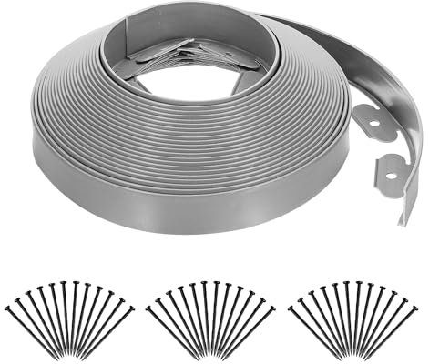 Lawn Edging, 10m Garden Edging Border with 30 Pegs, 5cm High Plastic Flexible Landscape Lawn Edging Strip for Flower Beds Edging, Grass Edging, Lawns and Paths