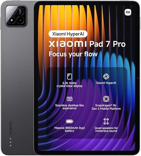 Xiaomi Pad 7 Pro, 11.2 Inch Tablet, 8GB+256GB, Gray, 8850mAh Battery, 67W HyperCharge, HyperAI,2 Year Warranty(No Power Adapter Included)