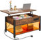 YITAHOME Couchtisch mit Anhebbarer Platte, Leicht Anzuheben, 2-Stufiger Stauraum, Höhenverstellbarer Couchtisch mit Verstecktem Staufach und LED Beleuchtung für Wohnzimmer, Büro, Vintage-Braun