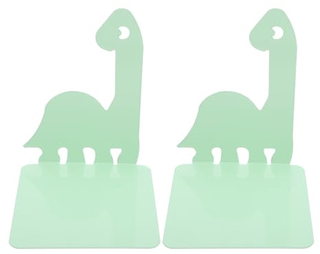 Angoily Serre-livres dinosaures en forme d'animal pour enfants, pour étagères, en métal, vert, facile à monter et à transporter