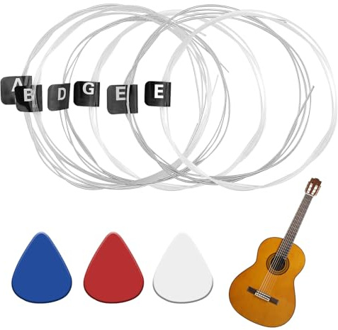 Classical Nylon Guitar Strings Full Set for 4/4 & 3/4 Guitars with 3 Picks