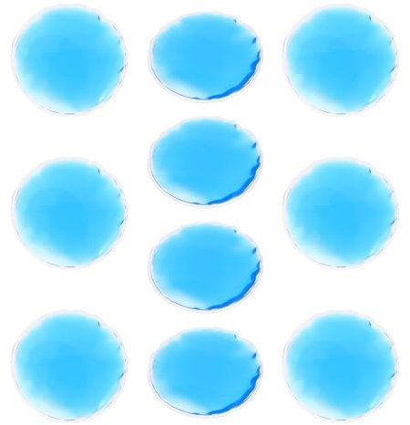 Runde PVC Gel Augenkältepflaster 10 Stück 7x7x0,5cm Blau | Formstabil, Wiederverwendbar, für Augenpartie und Gesicht, Zuhause oder Unterwegs, zur Ruhe