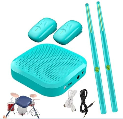 Leises elektronisches Schlagzeug-Set – tragbares Lufttrommel-Set mit 3D-Bewegungserkennung, Bluetooth und Kopfhörerausgang(Blue)