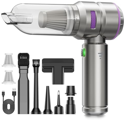 KITBEZN Handstaubsauger, 26000PA Handstaubsauger Akku Kabellos, 4-in-1 Autostaubsauger Stark, 3-Gang Mini Staubsauger mit Bürstenloser Motor per Auto, Haus, Tierhaare, Sofa Reinigung