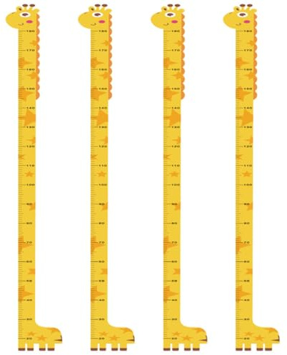 Wandaufkleber mit Höhenmessskala für Kinderzimmer, 4 Stück Gelb | Pvc, Ablösbar mit Cartoon Motiv, Halloween Mottoparty, Geburtstag und Thanksgiving