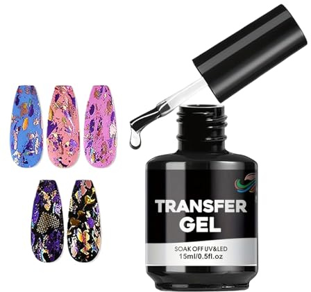 Folien-Gel-Transfer-Nägel – 15 Ml Langlebiger -Kleber, Professioneller Transferfolien-Gel-Nagellack | Hochglänzende Maniküre-Dekorationslösung, Starke Haftformel, Entwickelt Für Atemberaubende