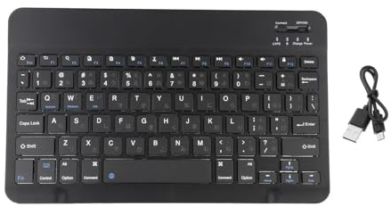 QUXVUIS High Capacity Rechargeable Keyboard Long Battery Life General Keyboards Mini Laptop Tablet User Comfort Thin Japanese Keycaps Layout Slim Universal Wireless General, black, 8.7x6.7x0.4 inch
